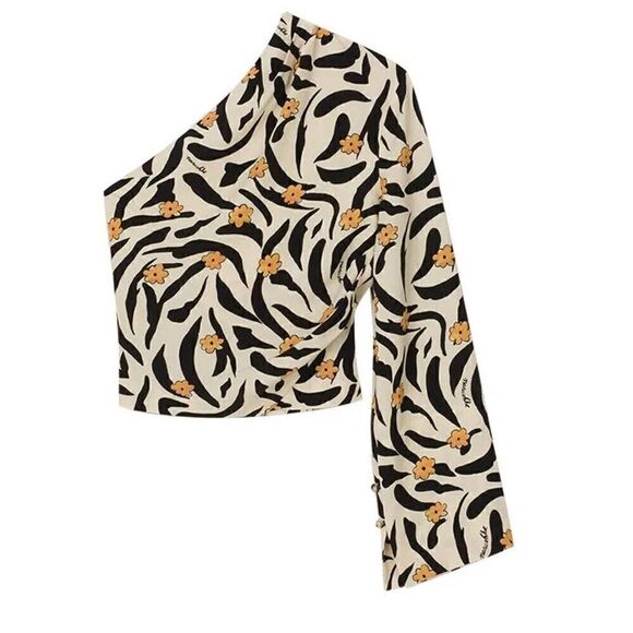 NANUSHKA Laurine Asymmetric One Sleeve Top in Animal sprint NWOT Size Large - Picture 4 of 11